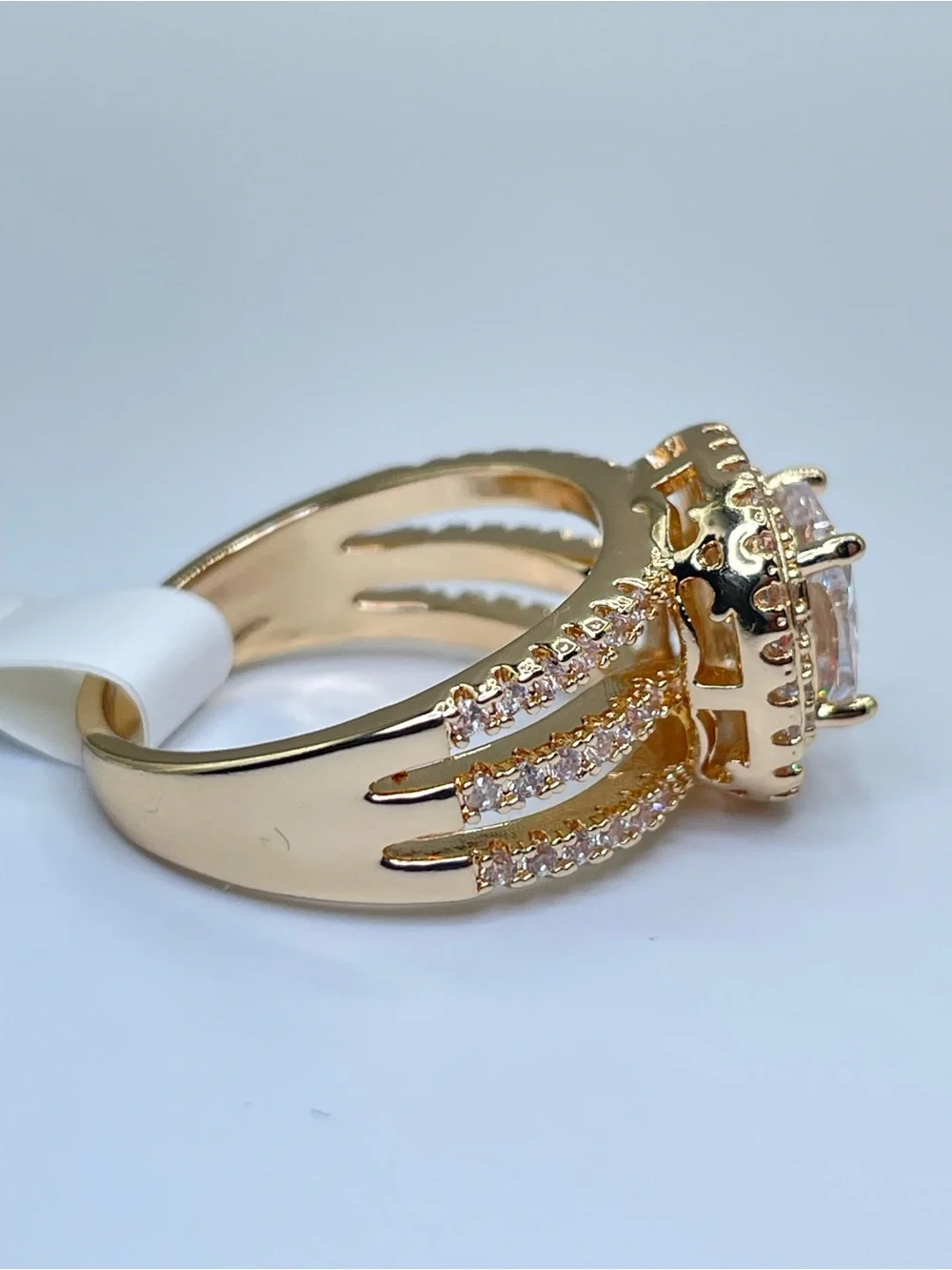 Swarovski Crystal Elements White Crystal Halo Statement Bold Ring Sz 9